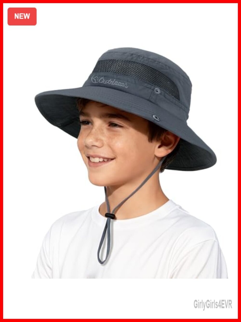 Kids UPF 50+ Sun Protective Bucket Hat Adjustable Chinstrap Wide Brim Summer